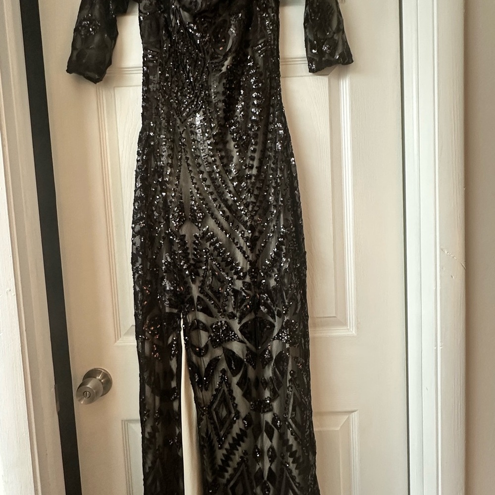 Elegant Black Sequin Cocktail Dress